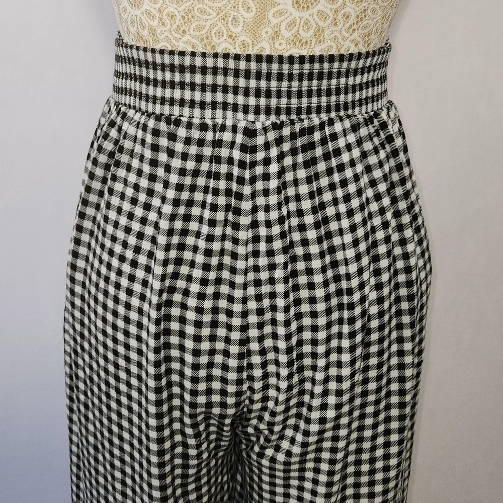 Torrid 4X Black White Gingham Print Wide Leg Elastic Back Pockets Cropped Pants